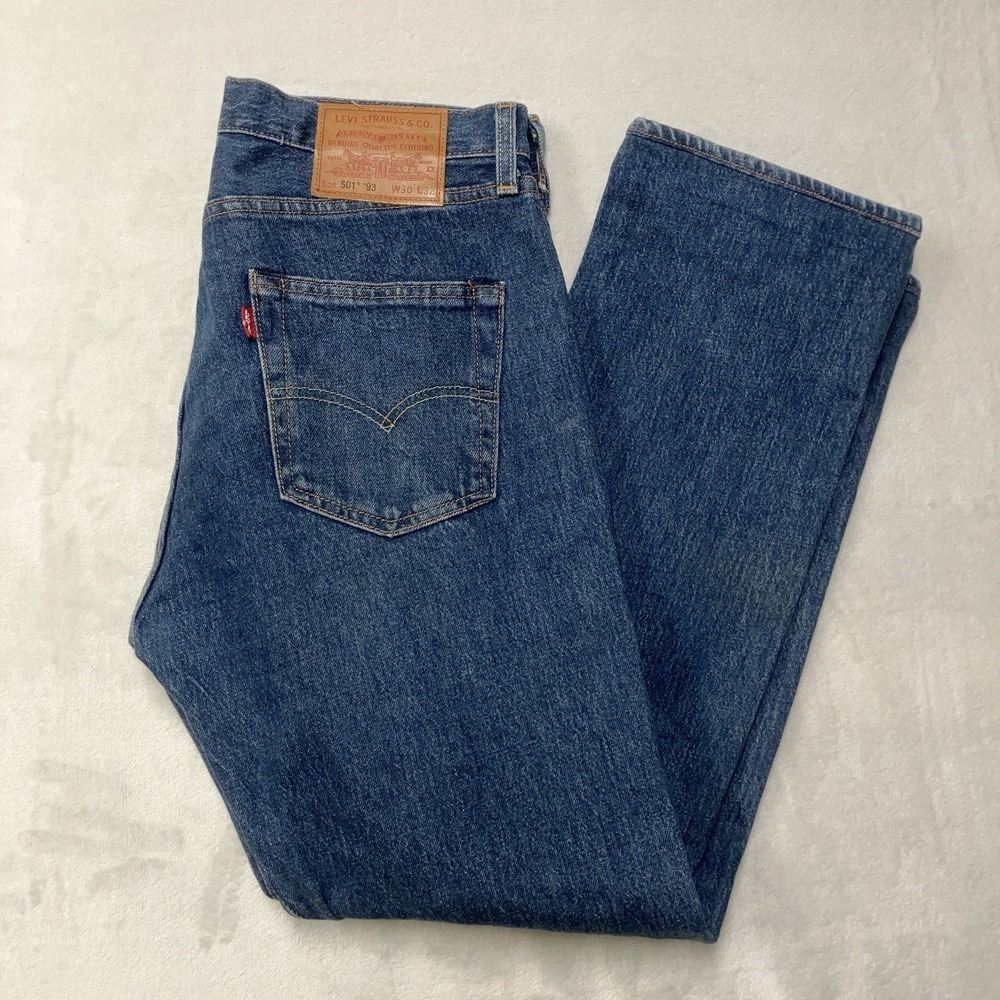 Levis 527 Low Rise Boot Cut Jeans Men's 34x32 (Fit 32x32) Blue Denim Whiskered